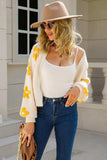 Floral Open Front Fuzzy Cardigan - Trendsi - Flyclothing LLC