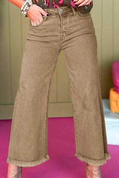 Raw Hem Wide Leg Jeans - Trendsi - Flyclothing LLC
