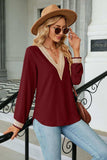 V-Neck Long Sleeve Blouse - Trendsi - Flyclothing LLC