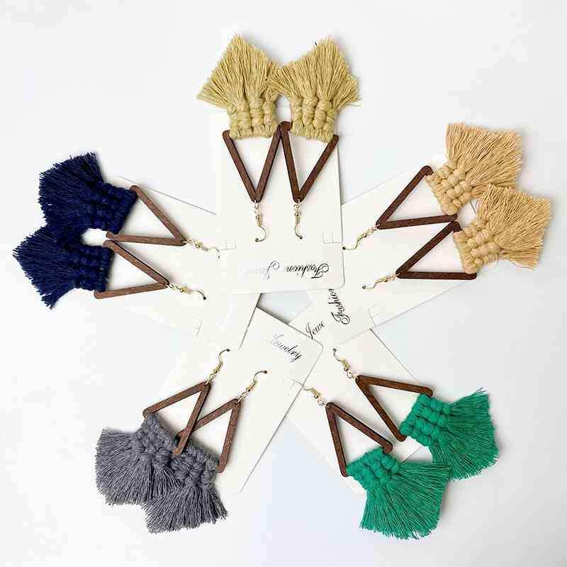 Tassel Detail Geometric Earrings - Trendsi - Flyclothing LLC