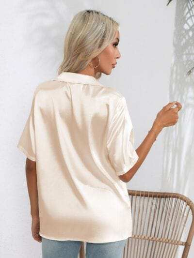 Button Up Collared Neck Shirt - Trendsi - Flyclothing LLC