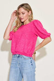 Zenana Round Neck Lantern Half Sleeve Sweater - Trendsi - Flyclothing LLC