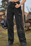 Loose Fit Long Jeans with Pockets - Trendsi - Flyclothing LLC