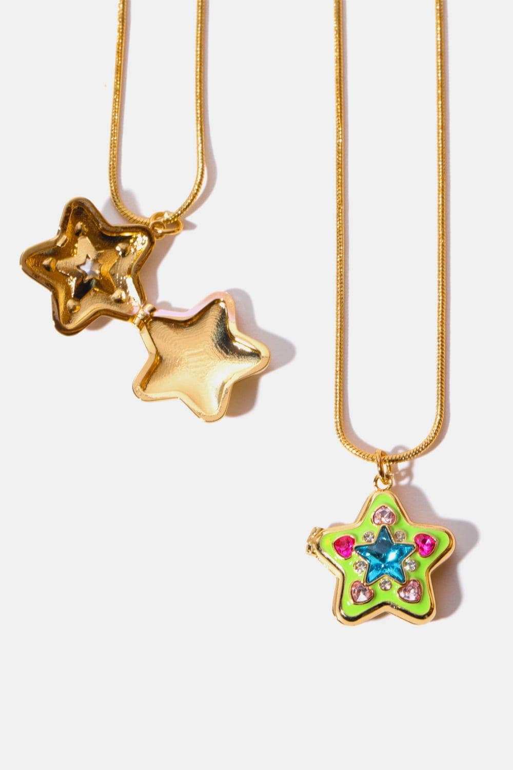 Rhinestone Decor Star Box Pendant Necklace - Trendsi - Flyclothing LLC