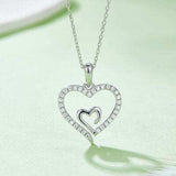 Moissanite 925 Sterling Silver Heart Pendant Necklace - Trendsi - Flyclothing LLC