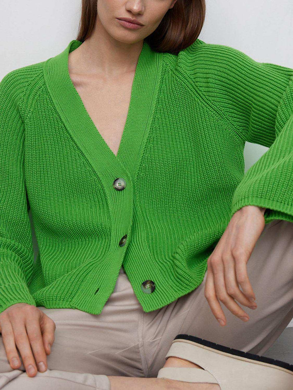 Raglan Sleeve Button Down Cardigan - Trendsi - Flyclothing LLC