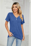Decorative Button V-Neck Tee - Trendsi - Flyclothing LLC