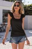 Scoop Neck Lace Cap Sleeve Tank - Trendsi - Flyclothing LLC
