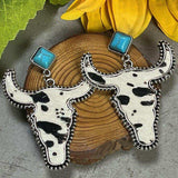 Bull Shape Turquoise Dangle Earrings - Trendsi - Flyclothing LLC
