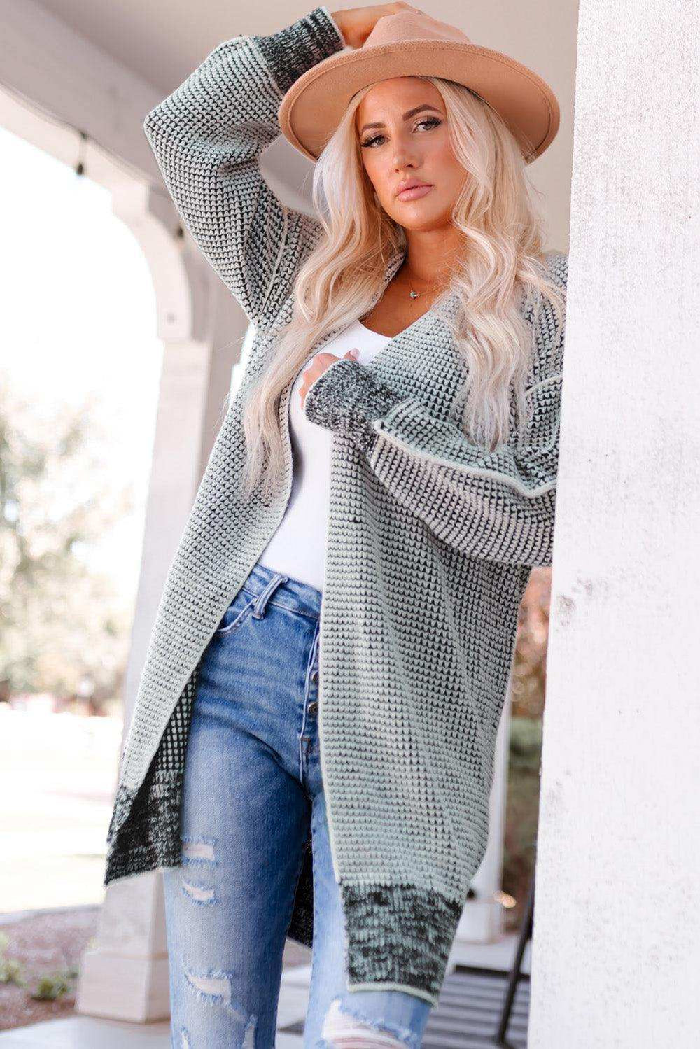 Heathered Open Front Longline Cardigan - Trendsi - Flyclothing LLC