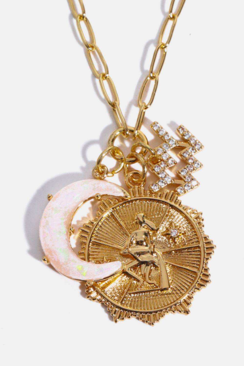 Constellation and Moon Pendant Copper Necklace - Trendsi - Flyclothing LLC