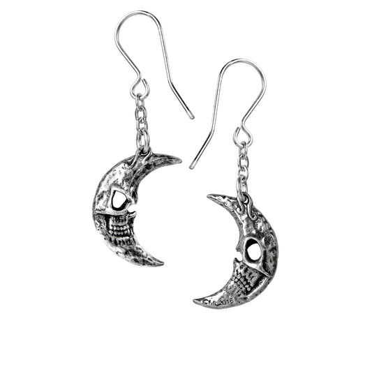 Alchemy Gothic M'era Luna Crescens - Tragicom Moon Earrings - Flyclothing LLC