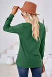 V-Neck Buttoned Long Sleeve Blouse - Trendsi - Flyclothing LLC