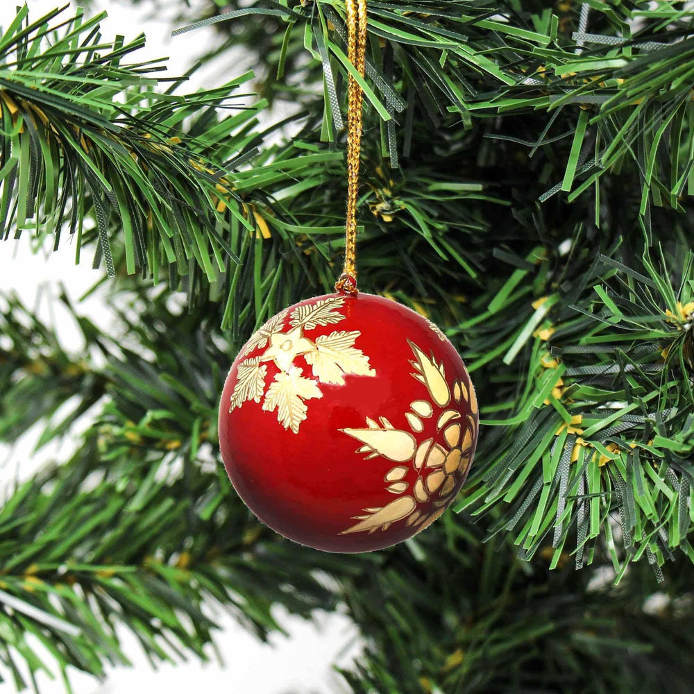 Handpainted Ornaments, Gold Snowflakes - Pack of 3 - Asha Handicrafts - Flyclothing LLC