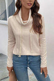 Tied Mock Neck Long Sleeve Knit Top - Trendsi - Flyclothing LLC
