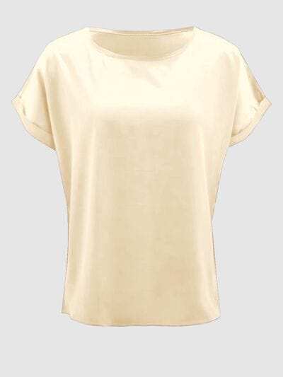 Round Neck Short Sleeve T-Shirt - Trendsi - Flyclothing LLC
