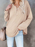 Buttoned Drop Shoulder Top - Trendsi - Flyclothing LLC