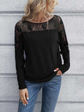 Lace Long Sleeve Round Neck Tee - Trendsi - Flyclothing LLC