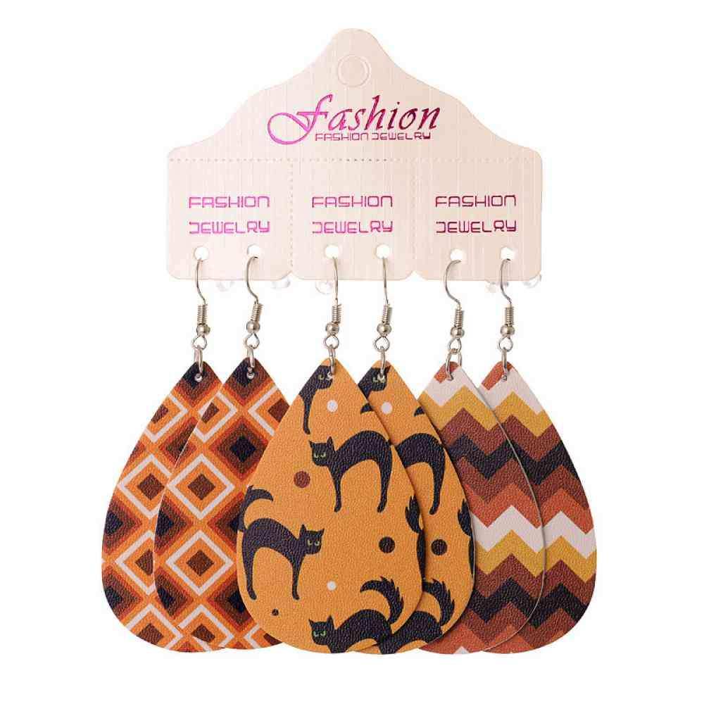 Halloween PU Teardrop Earrings Set - Trendsi - Flyclothing LLC