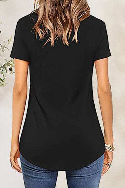 Crisscross Short Sleeve T-Shirt - Trendsi - Flyclothing LLC
