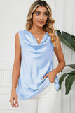 Ruched Cowl Neck Tank - Trendsi - Flyclothing LLC