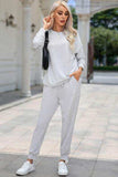 Round Neck Top and Drawstring Pants Lounge Set - Trendsi - Flyclothing LLC