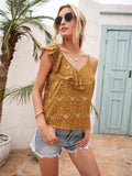 Polka Dot Ruffle Trim Asymmetrical Tank Top - Trendsi - Flyclothing LLC