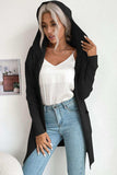 Ribbed Open Front Hooded Cardigan with Pockets - Trendsi - Flyclothing LLC