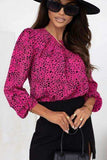Leopard Round Neck Balloon Sleeve Blouse - Trendsi - Flyclothing LLC