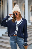 Buttoned V-Neck Long Sleeve Cardigan - Trendsi - Flyclothing LLC