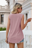 Eyelet V-Neck Tank - Trendsi - Flyclothing LLC