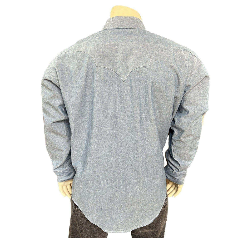 Rockmount Clothing Men's Laundered Blue Chambray Premium Cotton Western Shirt - Rockmount Clothing - Flyclothing LLC