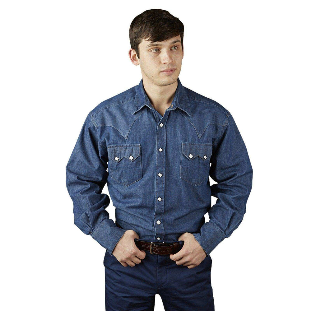 Rockmount Men's Classic Stonewashed Denim Western Shirt - Rockmount Clothing - Flyclothing LLC