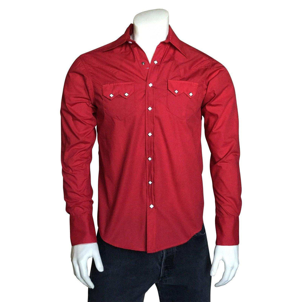 Men's Slim Fit Red Cotton Blend Western Shirt - Rockmount Clothing - Flyclothing LLC
