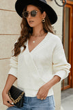 Surplice Neck Long Sleeve Sweater - Trendsi - Flyclothing LLC