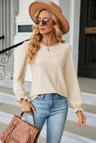 Round Neck Flounce Sleeve Blouse - Trendsi - Flyclothing LLC