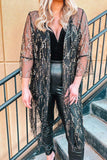 Sequin Open Front Sheer Cardigan - Trendsi - Flyclothing LLC
