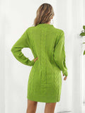 Cable-Knit Round Neck Sweater Dress - Trendsi - Flyclothing LLC