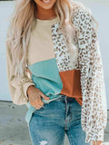 Color Block Leopard Round Neck Sweatshirt - Trendsi - Flyclothing LLC