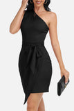 Tie Front One-Shoulder Sleeveless Dress - Trendsi - Flyclothing LLC