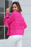 Fringe Trim Open Front Cardigan - Trendsi - Flyclothing LLC