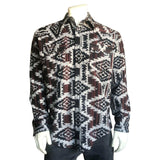Men's Premium Flannel Jacquard Western Shirt in Black & Brown - Rockmount Clothing - Flyclothing LLC