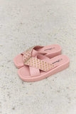 Forever Link Studded Cross Strap Sandals in Blush - Trendsi - Flyclothing LLC