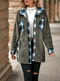 Plaid Contrast Dropped Shoulder Coat - Trendsi - Flyclothing LLC