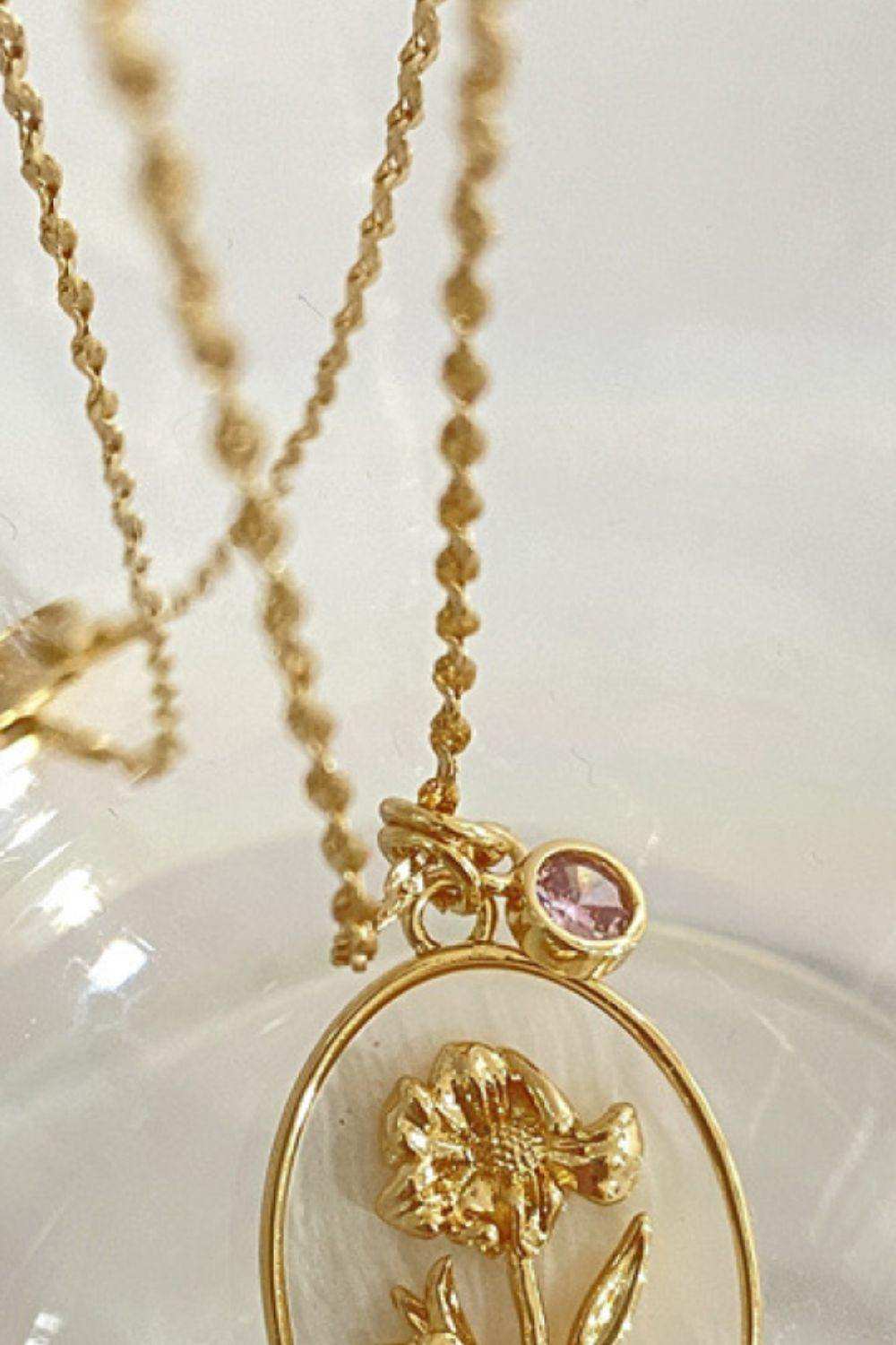 Flower Shell Pendant Copper Necklace - Trendsi - Flyclothing LLC