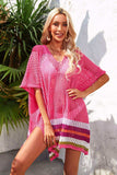 Rainbow Stripe Openwork Slit Cover-Up - Trendsi - Flyclothing LLC