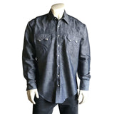 Rockmount Ranch Wear Mens Classic Linen Blend Western Shirt in Indigo - Rockmount Clothing - Flyclothing LLC