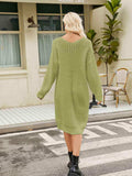 V-Neck Long Sleeve Sweater Dress - Trendsi - Flyclothing LLC