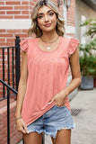 Ruffled Ruched Round Neck Tank - Trendsi - Flyclothing LLC