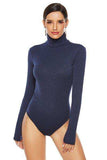 Ribbed Turtleneck Long Sleeve Bodysuit - Trendsi - Flyclothing LLC